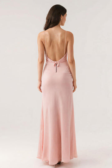 Pink Spaghetti Straps Sheath Evening Dress
